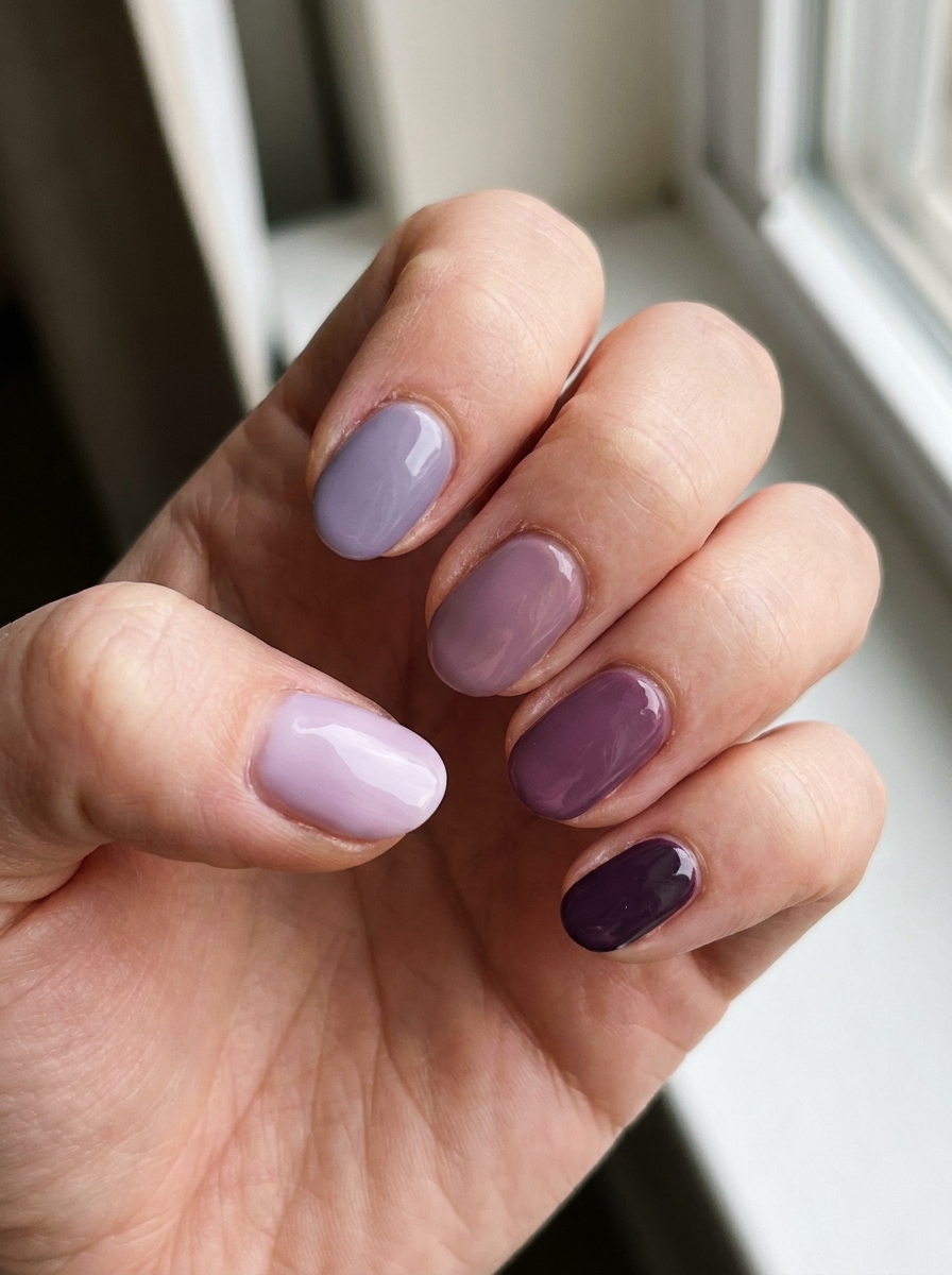 Soft Purple Gradient Nails als Lila Nageldesign Ideen Inspiration 2026